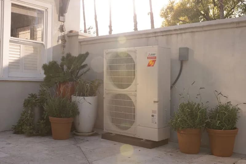 Mitsubishi Electric Smart Multi multi-zone outdoor unit on a home patio